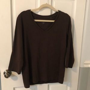 Chico’s women’s v-neck brown shirt with 3/4 sleeves size 2.